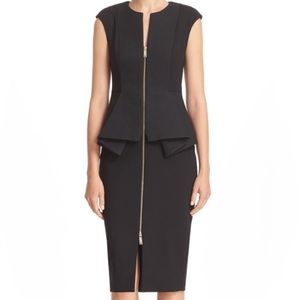 Ted Baker Black Short Sleeve Zipper Peplum Jumana Dress